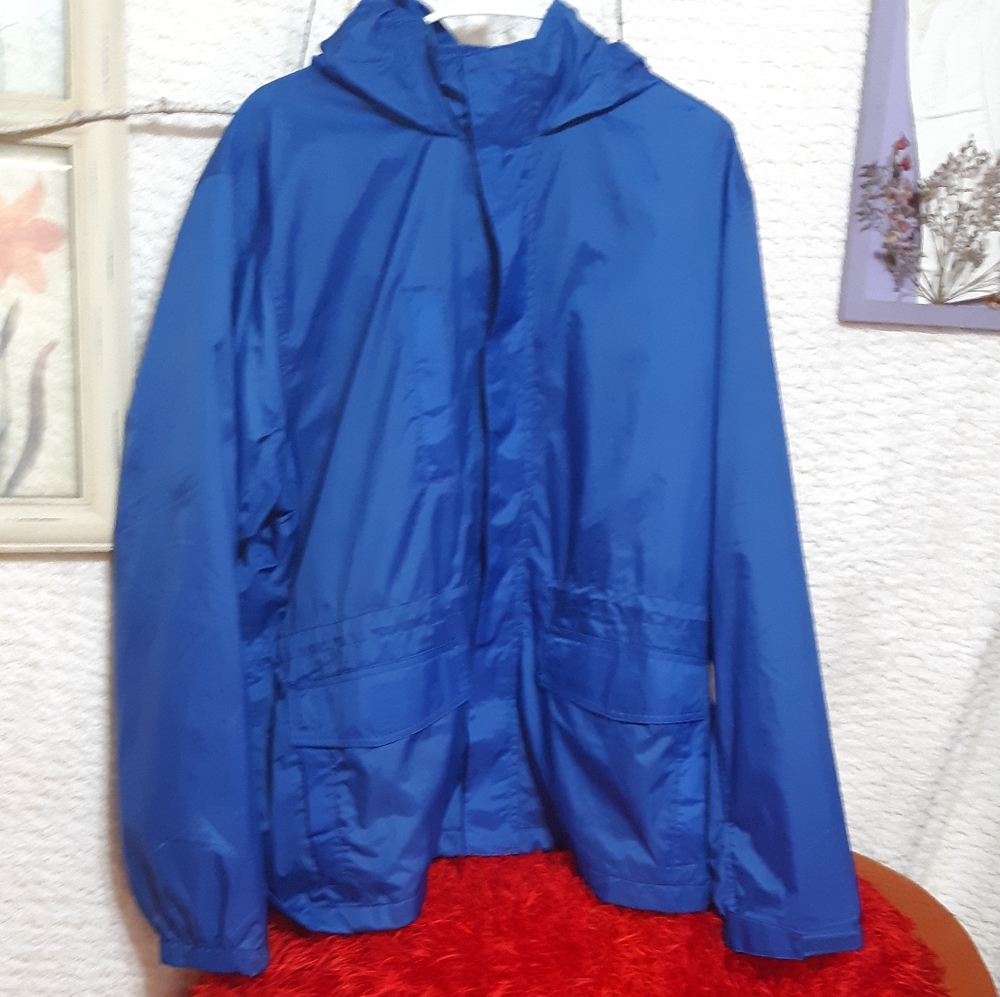 Windbreaker Lands End Mens Weather Jacket B1 coat blue sz L XL
